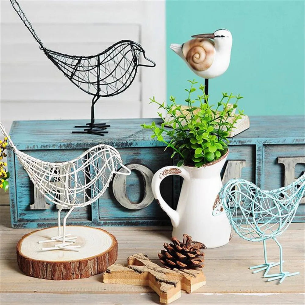 Artificial Metal Wire Iron Bird Model Miniature Figurines Home Decoration Craft Contemporary Wedding Birthday Gift For Friends