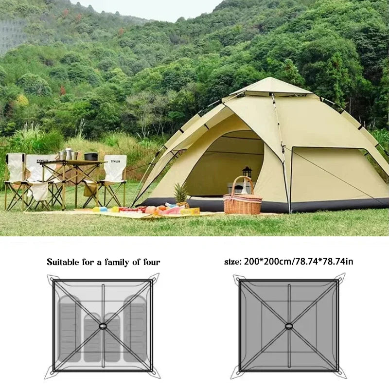 Outdoor Tent Camping Automatic Tent One Touch Waterproof Roof Top Tents Double Door 3Person Tent Outdoor Beach Fish Shelter Tent