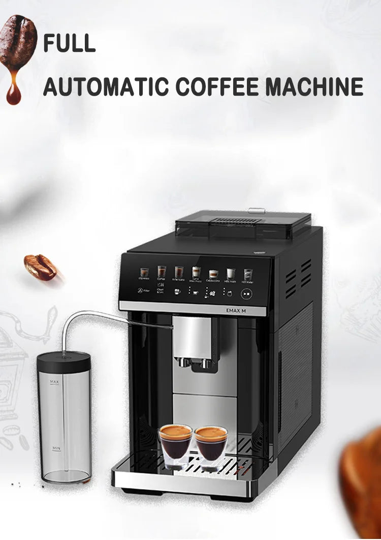 Mcilpoog M3 Automatic Espresso Machine ，Built-In Milk Frother & Tank, 7 Coffee Varieties, Touchscreen