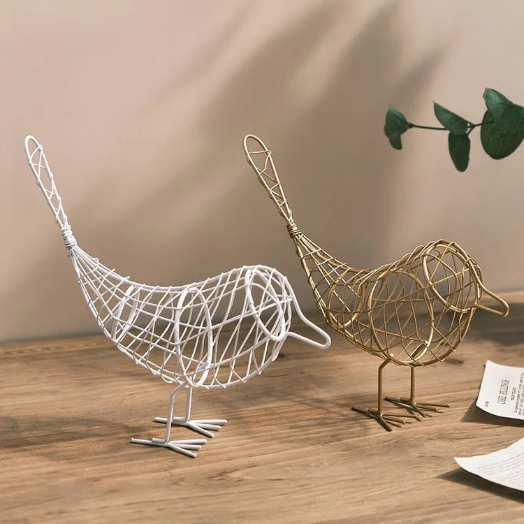 Artificial Metal Wire Iron Bird Model Miniature Figurines Home Decoration Craft Contemporary Wedding Birthday Gift For Friends