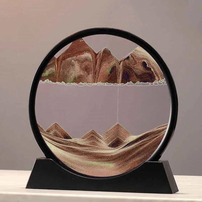 7/12 Inch 3D Moving Sand Art Picture Hourglass Round Handmade Glass Deep Sea Sandscape Craft Quicksand Sandglass Home Decor Gift