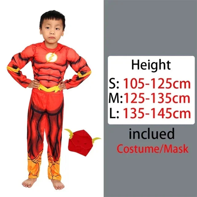 Halloween Superhero Costume Kids Muscle Bodysuit Cosplay Costume for Holiday Birthday Gifts Children Bodysuit Shield Hammer