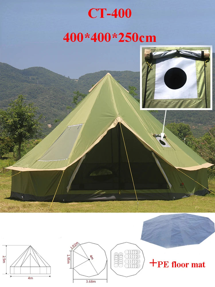 Glaming Luxury Mongolia Yurt, Family Travel, Hiking, Outdoor Camping Castle Tent, Silver Coated UV Function, 6-10Persons