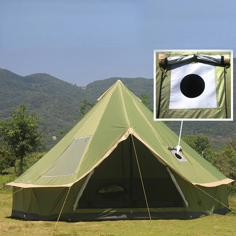 6-10Persons Glamping Luxury Mongolia Yurt Family 4Meters Hiking Antistorm Outdoor Camping Castle Tent Silver Coated UV Function