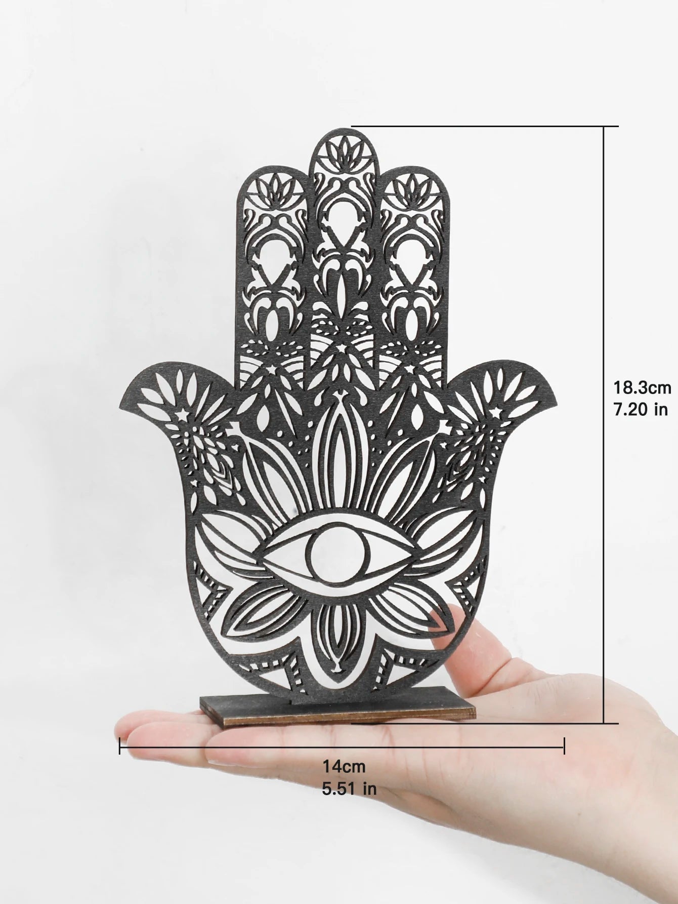 Black Wooden Desk Decor Hamsa Hand Evil Eye Home Decorations Table Decoration Hollow Out Desk Accessories Room Decor Aesthetics