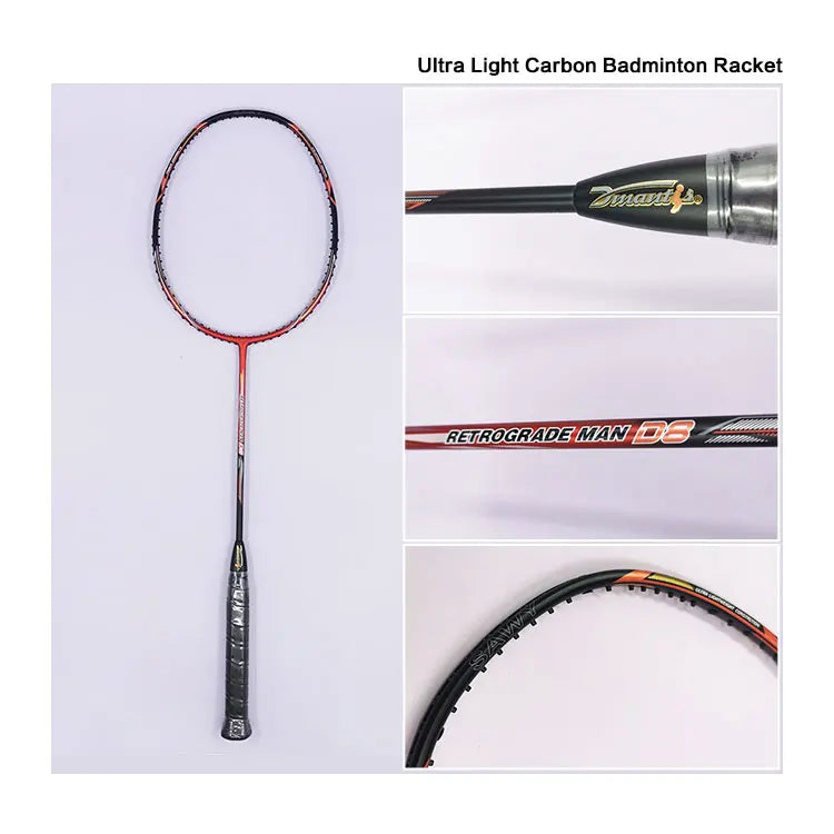 Badminton Racket Carbon Fiber Professional Graphite Fiber Badminton Racket 22-26lbs Shuttle Bat