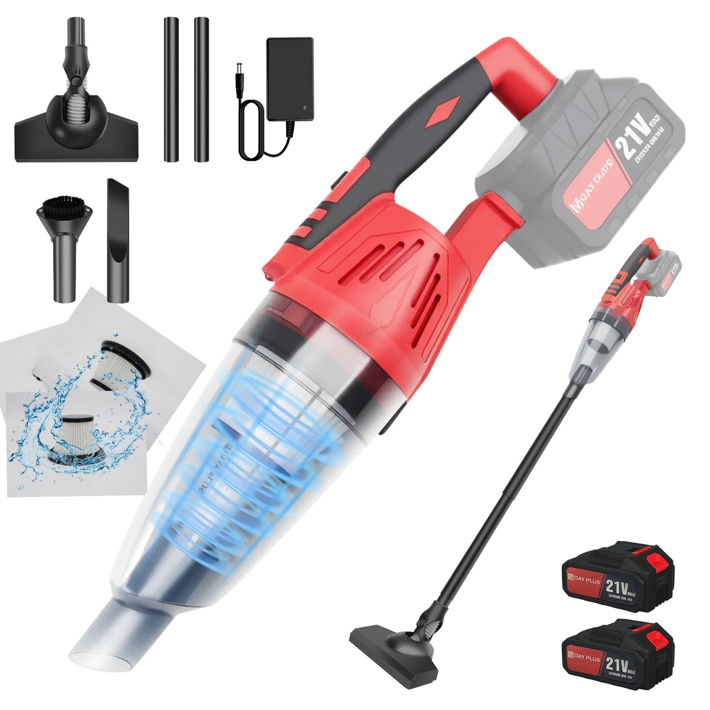 Vacuum Gap Cordless Powerful Cyclone Suction Portable 300W ，Rechargeable Car Vacuum Cleaner Handheld Quick Charge for Home Hairs