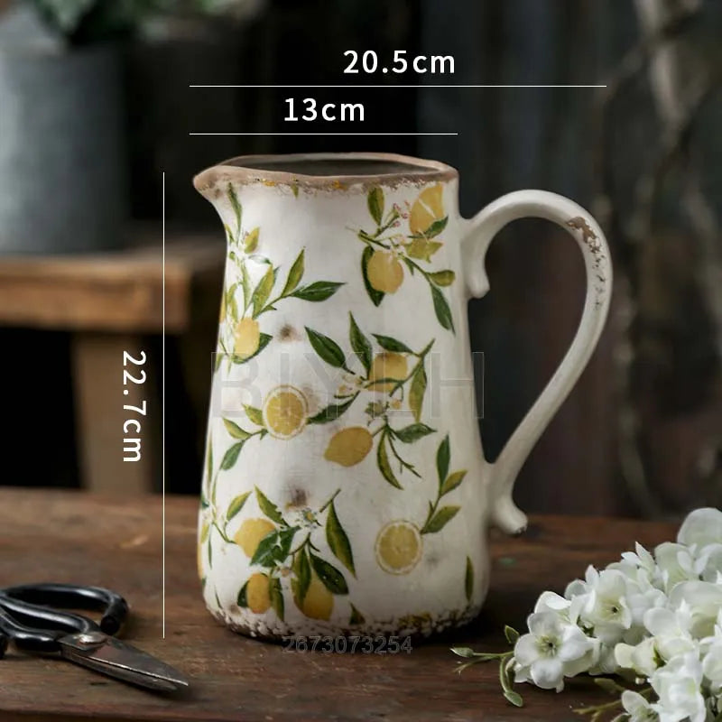 Ceramic Vase For Home Decoration Nordic Decorative Ornament Hydroponic Plant Breeding Station Retro Flowervase Table Accessories