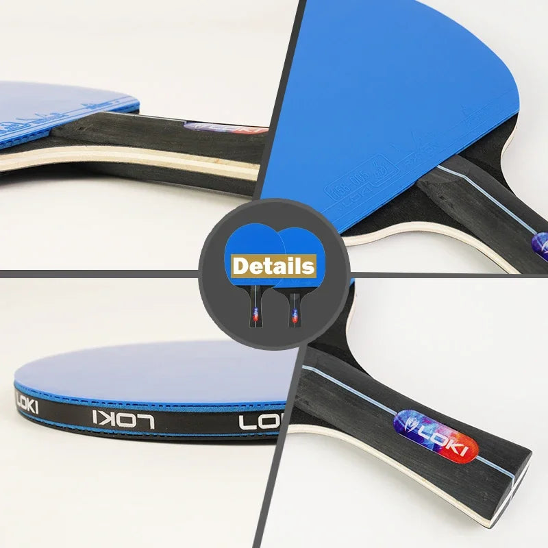 LOKI K5000 Table Tennis Racket Set 2pcs Home Entertainment PingPong Rackets with Blue Color Ping Pong Rubber