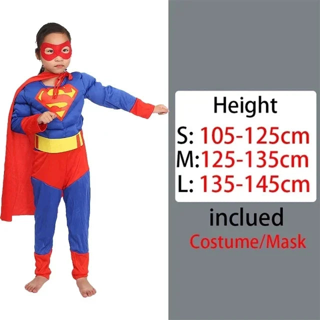 Halloween Superhero Costume Kids Muscle Bodysuit Cosplay Costume for Holiday Birthday Gifts Children Bodysuit Shield Hammer