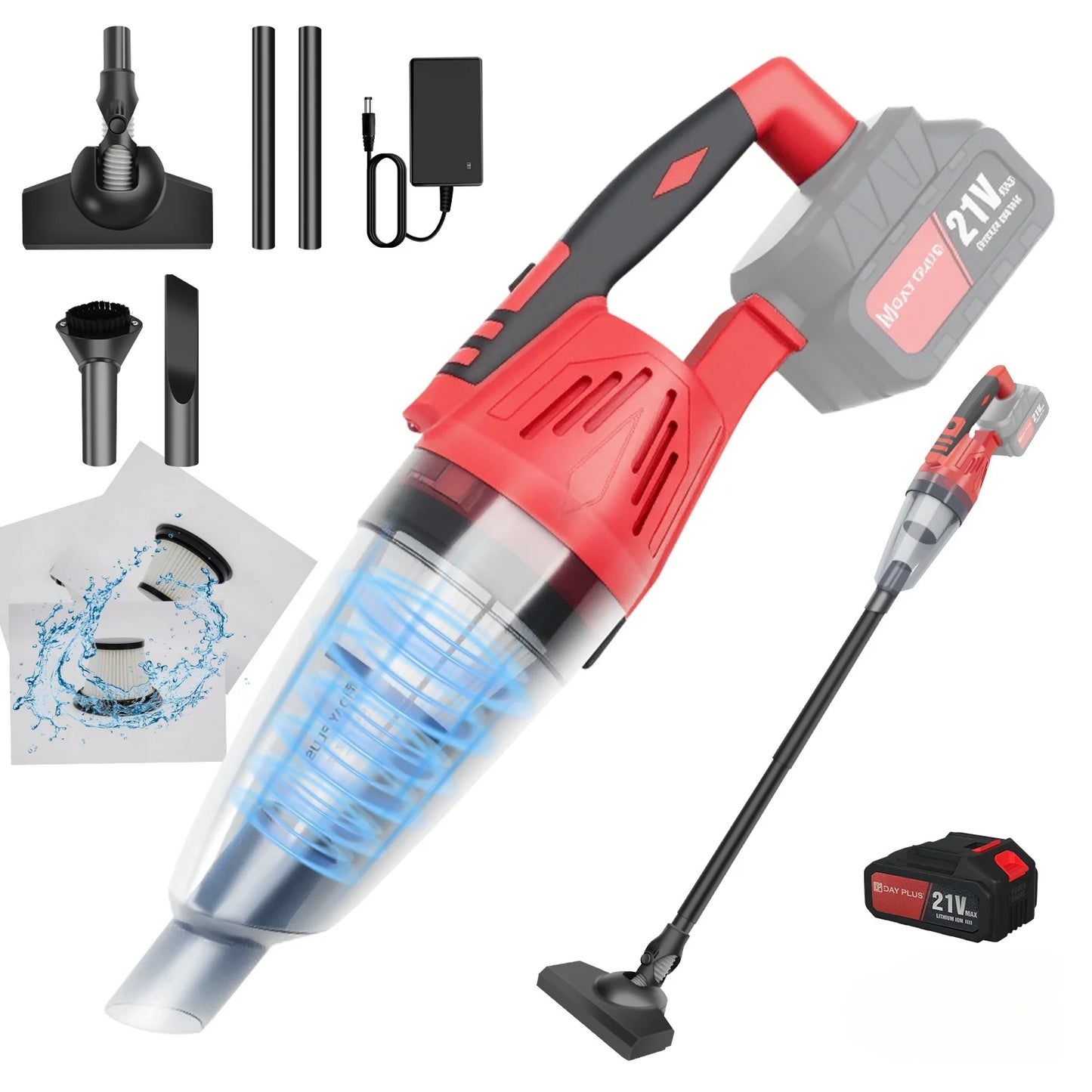 Vacuum Gap Cordless Powerful Cyclone Suction Portable 300W ，Rechargeable Car Vacuum Cleaner Handheld Quick Charge for Home Hairs