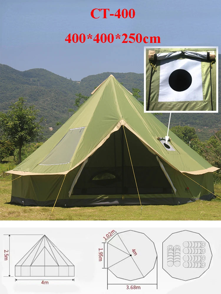 Glaming Luxury Mongolia Yurt, Family Travel, Hiking, Outdoor Camping Castle Tent, Silver Coated UV Function, 6-10Persons