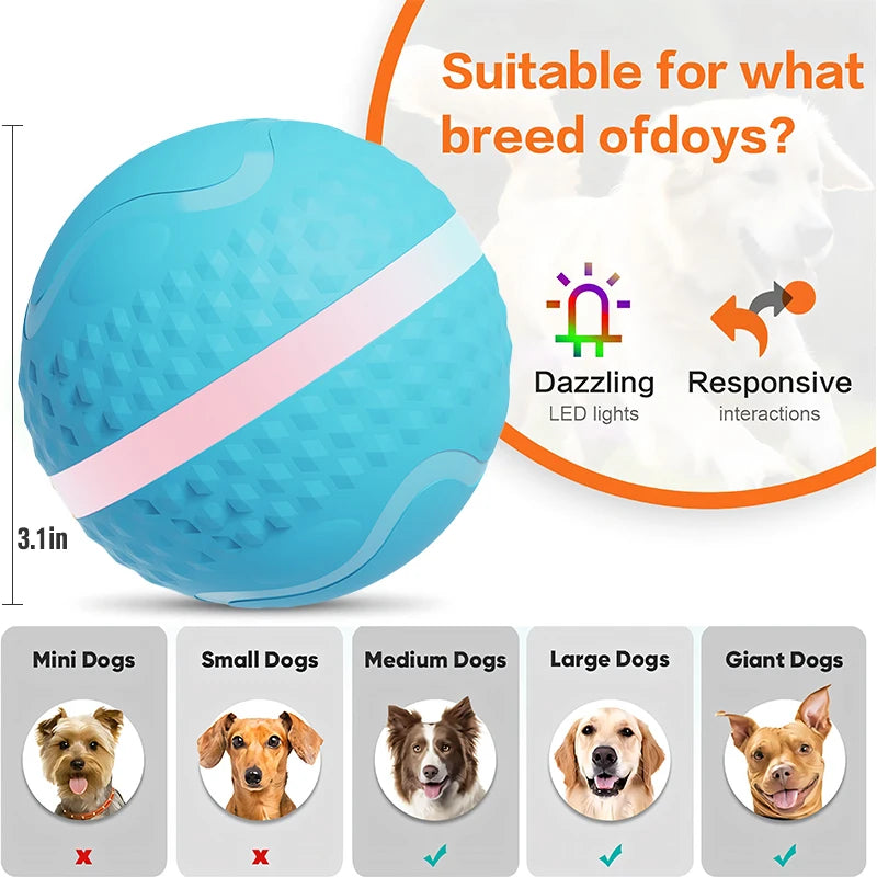 Rechargeable Interactive Dog Ball Electric Pet Toy Ball Cat Dog Chew Training Ball Smart Moving Bouncing Rolling Magic Ball