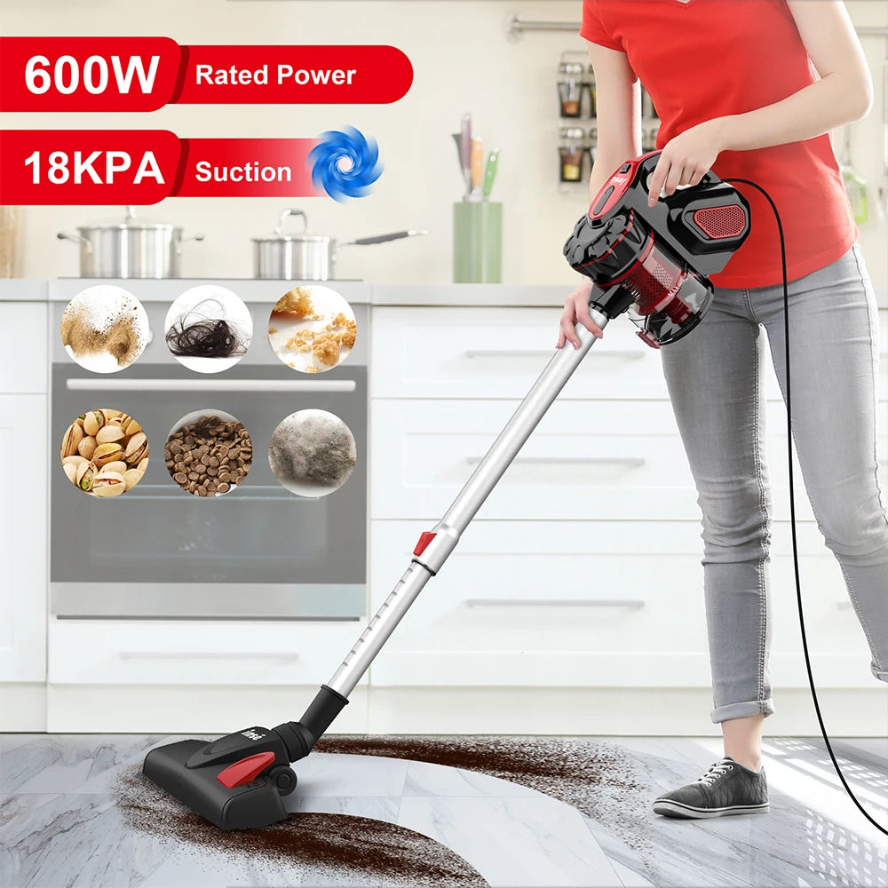 Vacuum Cleaner Corded INSE I5 18Kpa Powerful Suction 600W Motor Stick Handheld Vaccum Cleaner for Home Pet Hair Hard Floor