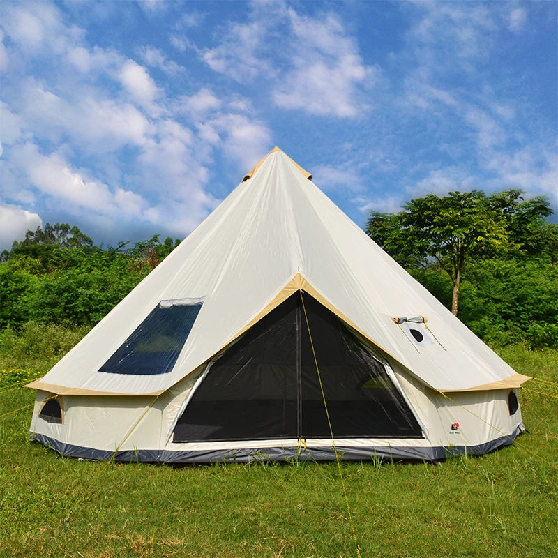 6-10Persons Glamping Luxury Mongolia Yurt Family 4Meters Hiking Antistorm Outdoor Camping Castle Tent Silver Coated UV Function