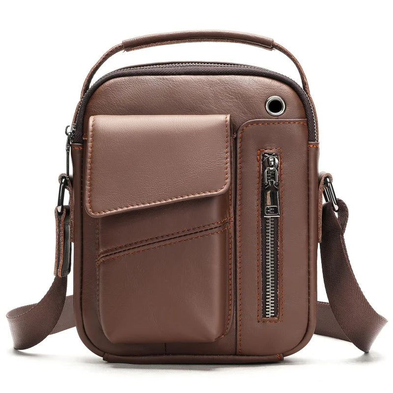 New Casual Men's Cow Leather Shoulder Bag Large Capacity Male Crossbody Bag For Men