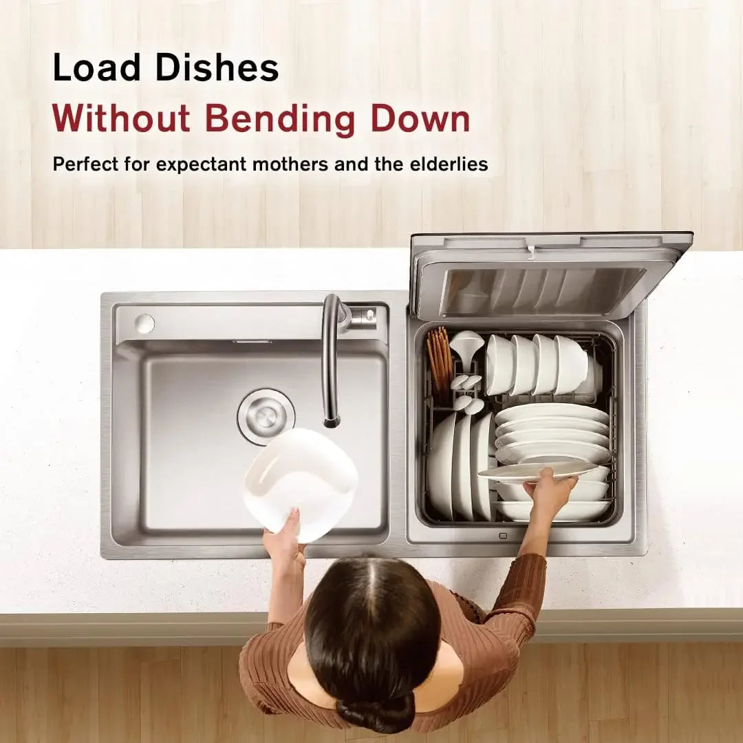 Steel Kitchen In-Sink Dishwasher Combination, Heavy Gauge Bowl Dish Sanitizing, Energy-saving, and Powerful Cle