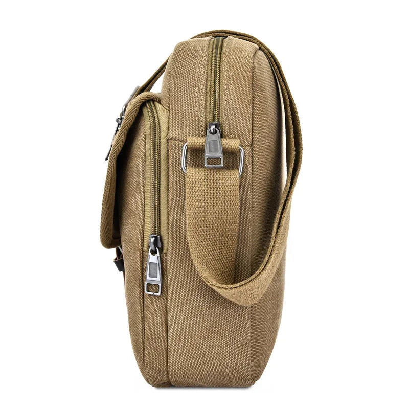 Men's Travel Bag Canvas Casual Shoulder Crossbody Bags Hight Qualtiy Outdoor Bags Men Wearable Retro Zipper Sling Bag