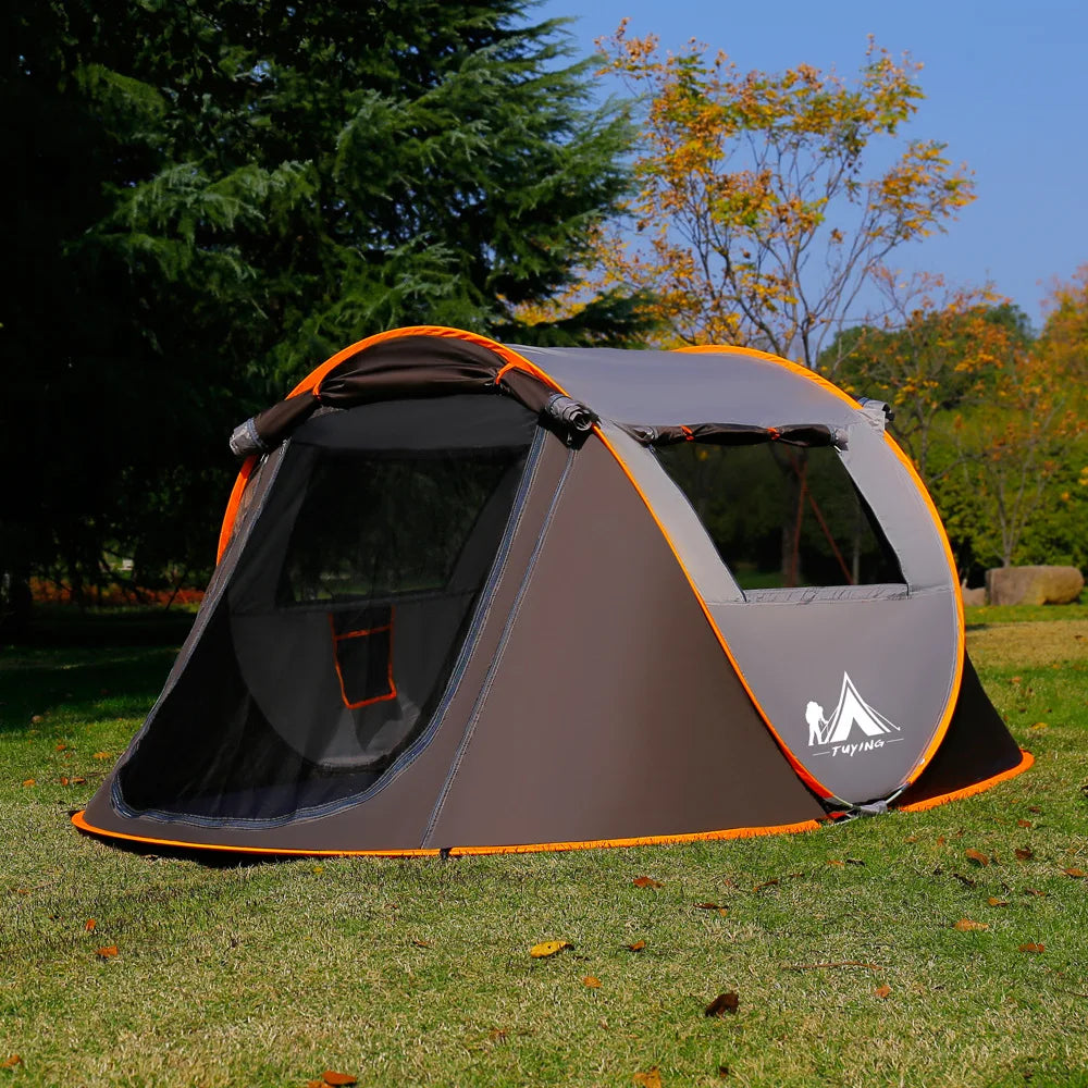 Outdoor 3 4 5 6 8 Person Automatic Pop Up Tent Camping Portable Rainproof Family Awning Beach Pegola Car Self Driving BBQ Tarp