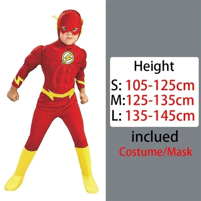 Halloween Superhero Costume Kids Muscle Bodysuit Cosplay Costume for Holiday Birthday Gifts Children Bodysuit Shield Hammer