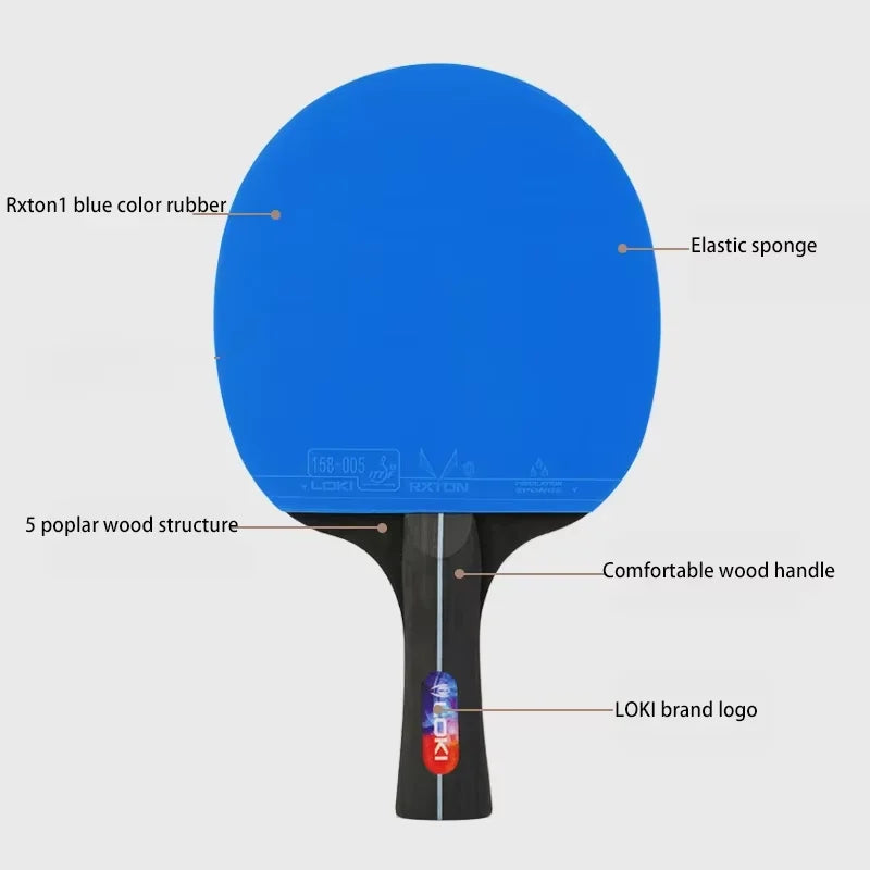 LOKI K5000 Table Tennis Racket Set 2pcs Home Entertainment PingPong Rackets with Blue Color Ping Pong Rubber