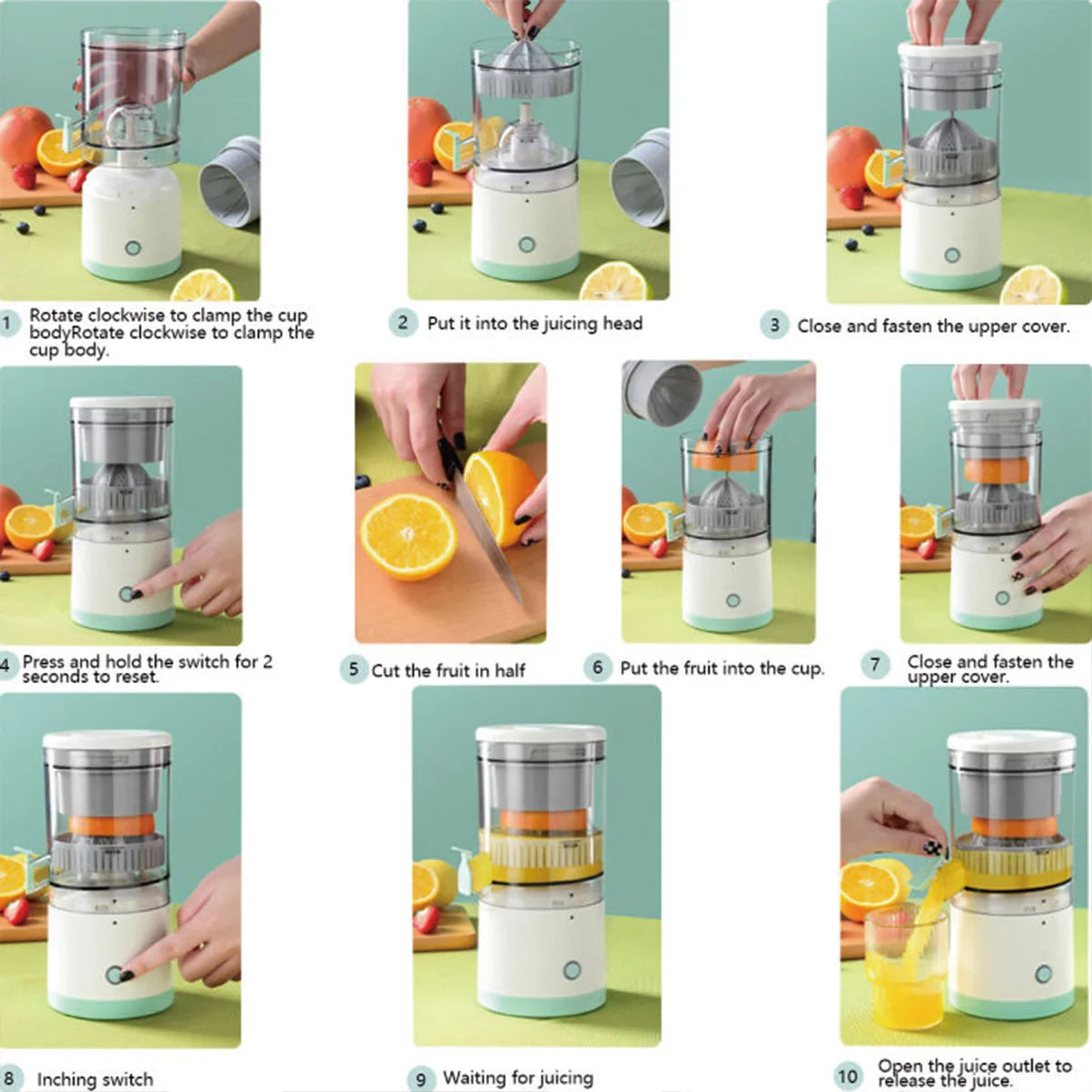 1PC Electric Juicer Juice Cup Citrus Orange Lemon Squeezer USB Charging Kitchen Fruit Juicer Blender Fresh Separator Press Mac