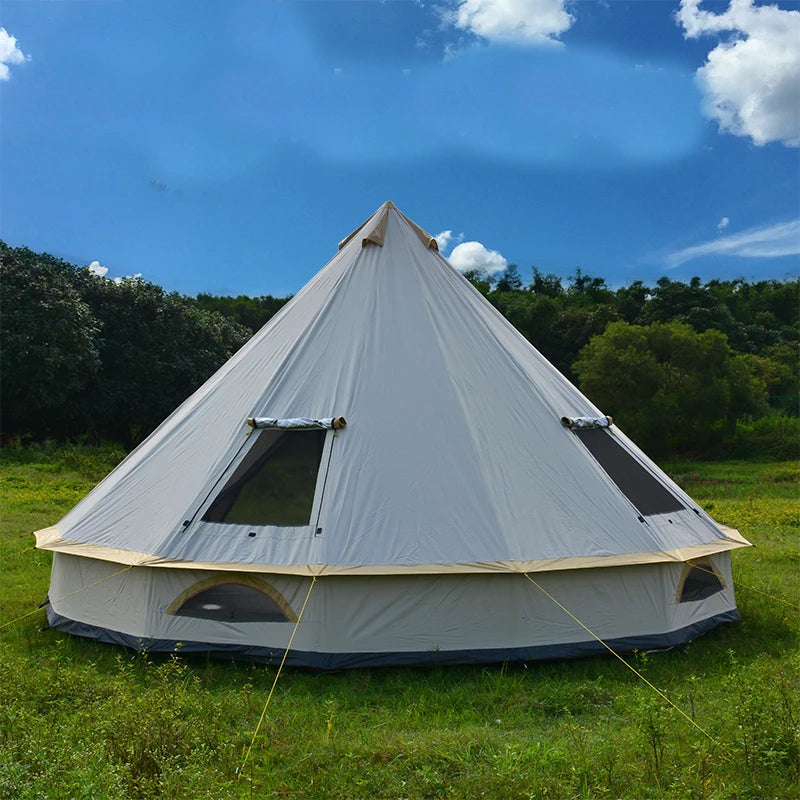 6-10Persons Glamping Luxury Mongolia Yurt Family 4Meters Hiking Antistorm Outdoor Camping Castle Tent Silver Coated UV Function