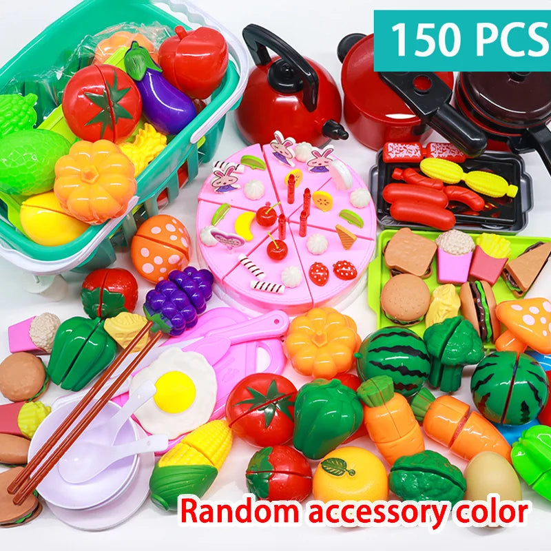 Cutting Play Food Toy for Kids Kitchen Pretend Fruit &Vegetables Accessories  Educational Toy Food kit for Toddler Children Gift