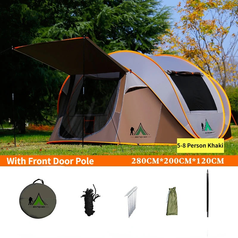 Outdoor 3 4 5 6 8 Person Automatic Pop Up Tent Camping Portable Rainproof Family Awning Beach Pegola Car Self Driving BBQ Tarp