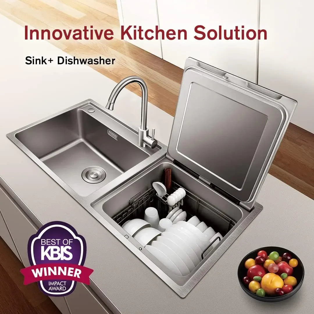 Steel Kitchen In-Sink Dishwasher Combination, Heavy Gauge Bowl Dish Sanitizing, Energy-saving, and Powerful Cle