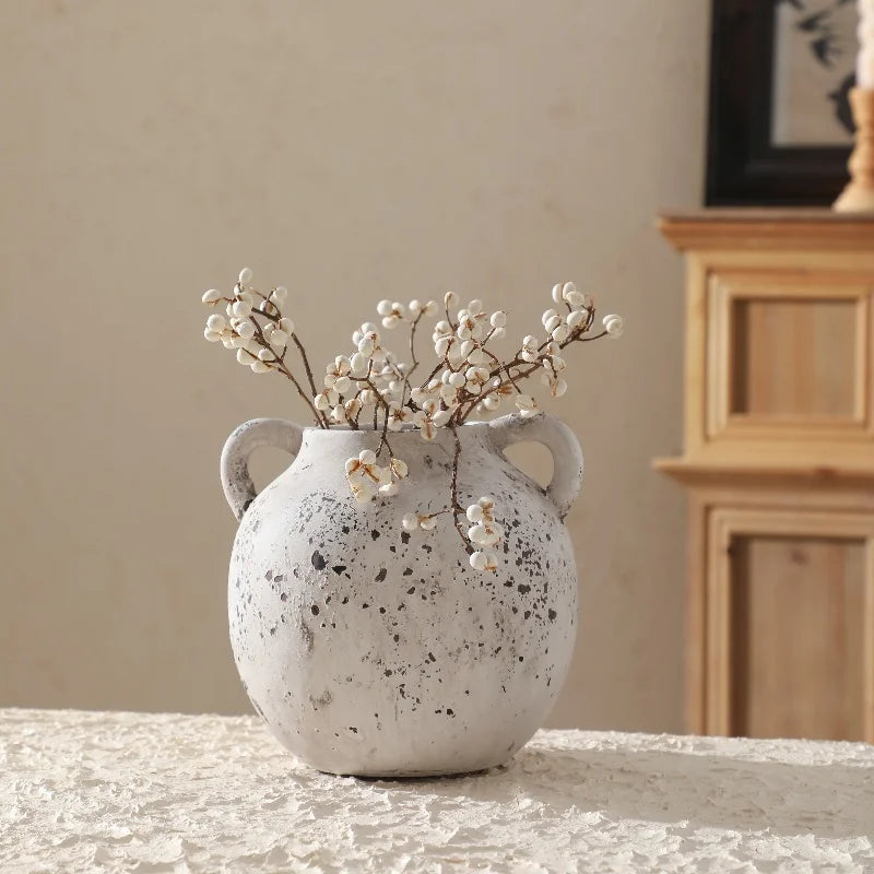 Vase For Dried Flowers With Handle Retro And Nostalgic Handmade Ceramic Vases For Decor Home Decoration Ceramics & Pottery