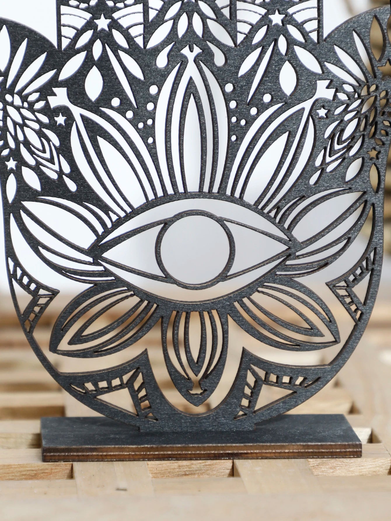 Black Wooden Desk Decor Hamsa Hand Evil Eye Home Decorations Table Decoration Hollow Out Desk Accessories Room Decor Aesthetics