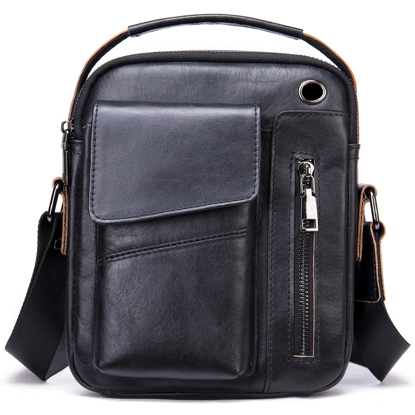 New Casual Men's Cow Leather Shoulder Bag Large Capacity Male Crossbody Bag For Men