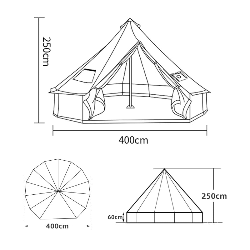 Glaming Luxury Mongolia Yurt, Family Travel, Hiking, Outdoor Camping Castle Tent, Silver Coated UV Function, 6-10Persons