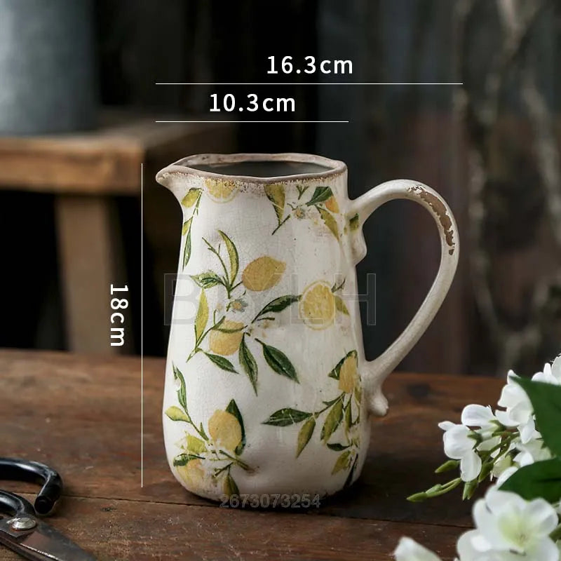 Ceramic Vase For Home Decoration Nordic Decorative Ornament Hydroponic Plant Breeding Station Retro Flowervase Table Accessories