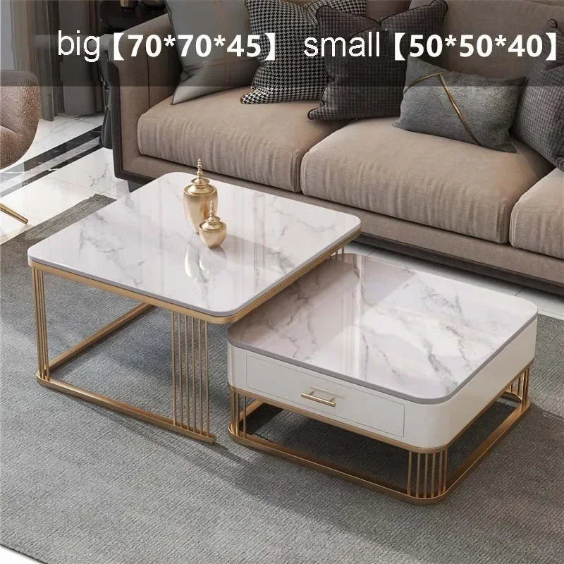 Square Low Coffee Table Storage Drawers Living Room Modern Table Household Son Mother Combination Rock Plate Furniture Simple