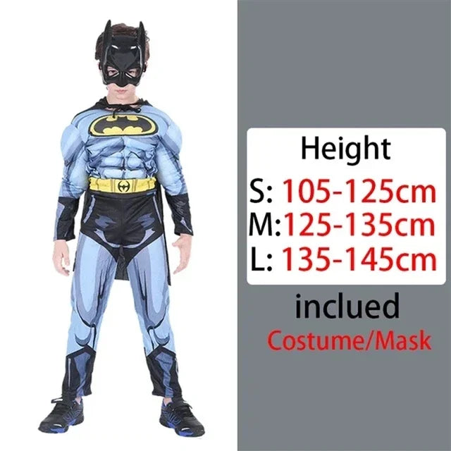 Halloween Superhero Costume Kids Muscle Bodysuit Cosplay Costume for Holiday Birthday Gifts Children Bodysuit Shield Hammer