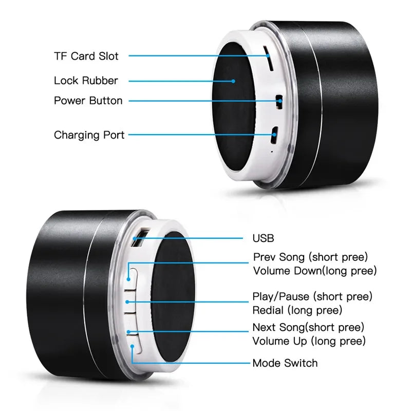 Mini Speakers Super Bass Bluetooth Speaker Stereo Music Subwoofer Portable LED Loudspeaker Hands-free Call FM TF Card Line-in