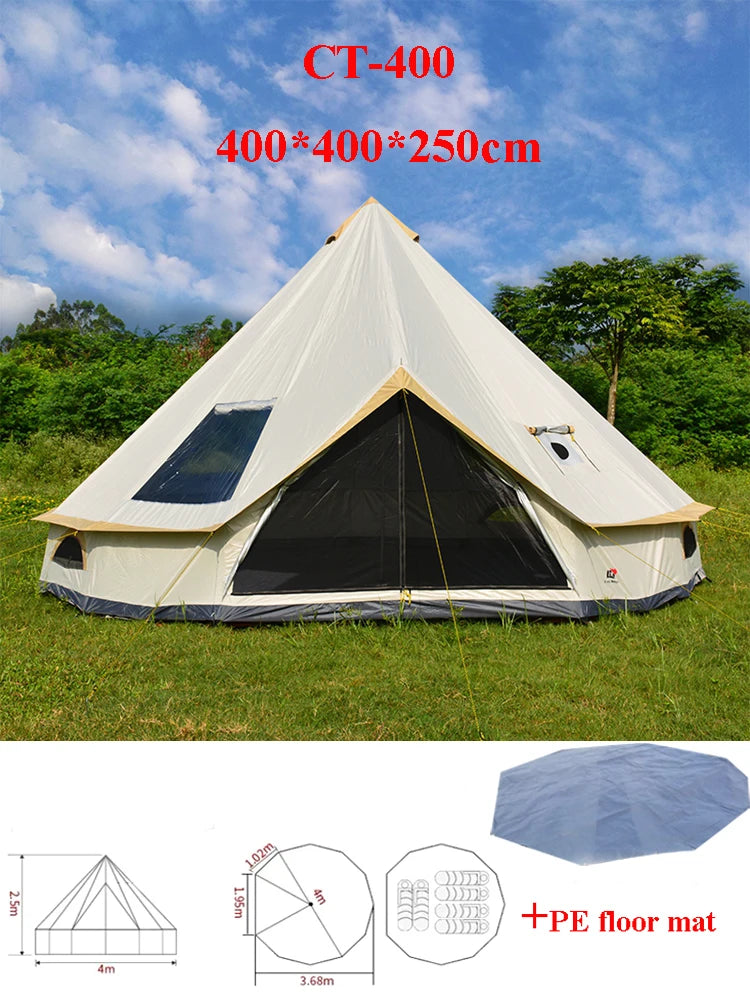 Glaming Luxury Mongolia Yurt, Family Travel, Hiking, Outdoor Camping Castle Tent, Silver Coated UV Function, 6-10Persons