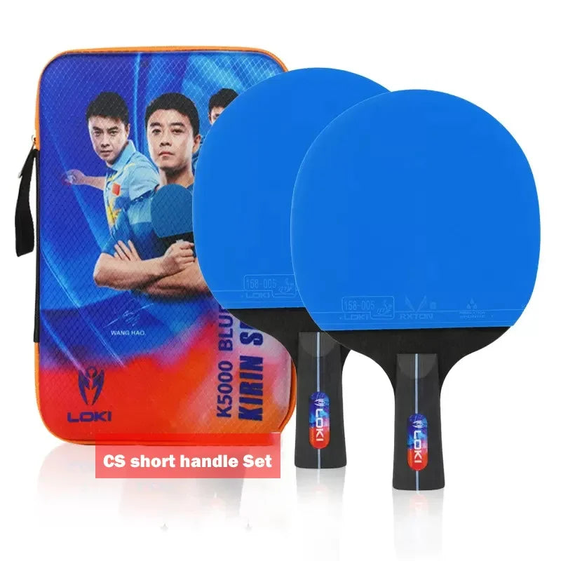 LOKI K5000 Table Tennis Racket Set 2pcs Home Entertainment PingPong Rackets with Blue Color Ping Pong Rubber