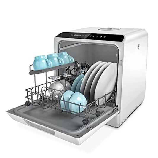 Portable Countertop Dishwasher with 5 Washing Programs 4 Place-Setting Capacity 5-Liter Water Tank Sparkling Clean Finish Easy