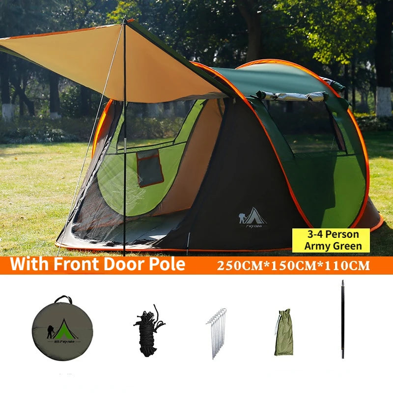 Outdoor 3 4 5 6 8 Person Automatic Pop Up Tent Camping Portable Rainproof Family Awning Beach Pegola Car Self Driving BBQ Tarp