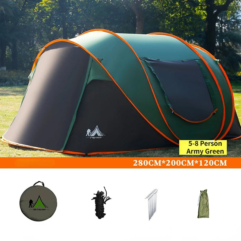 Outdoor 3 4 5 6 8 Person Automatic Pop Up Tent Camping Portable Rainproof Family Awning Beach Pegola Car Self Driving BBQ Tarp