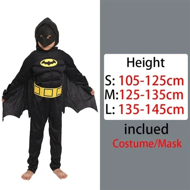 Halloween Superhero Costume Kids Muscle Bodysuit Cosplay Costume for Holiday Birthday Gifts Children Bodysuit Shield Hammer