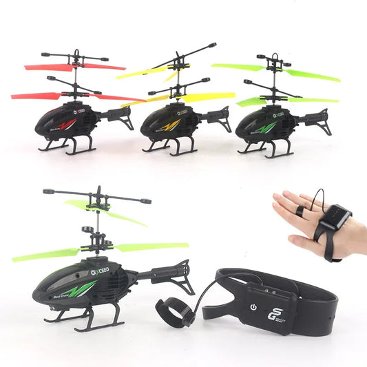 2 in1 Induction Watch Gesture Remote Control Toy RC Helicopter Impact Resistant Helicopter with Lighting