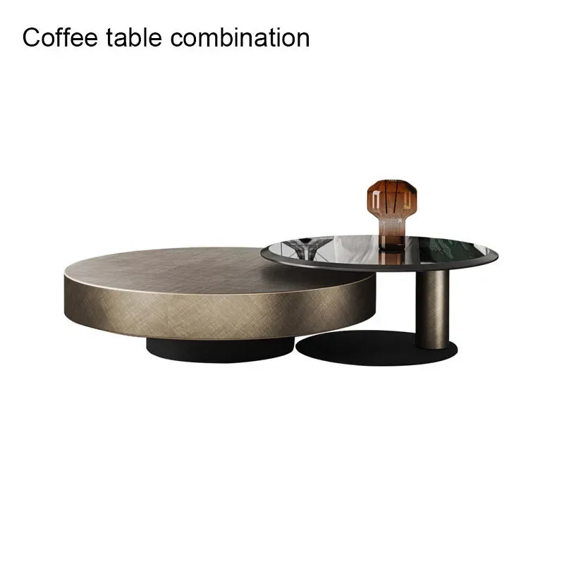 New Modern Coffee Tables Glass Teapoy Household Coffee Table Living Room Stainless Steel Rotatable Combination Teapoy