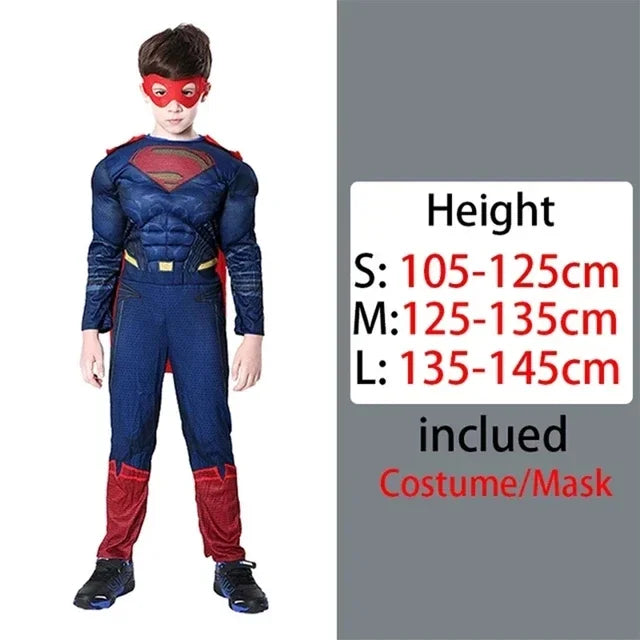 Halloween Superhero Costume Kids Muscle Bodysuit Cosplay Costume for Holiday Birthday Gifts Children Bodysuit Shield Hammer