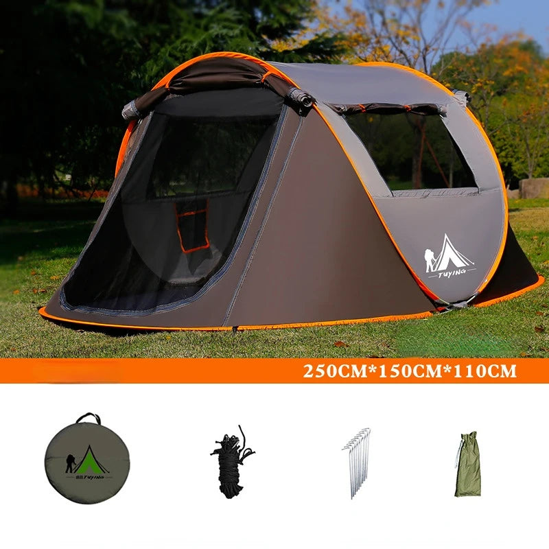 Outdoor 3 4 5 6 8 Person Automatic Pop Up Tent Camping Portable Rainproof Family Awning Beach Pegola Car Self Driving BBQ Tarp