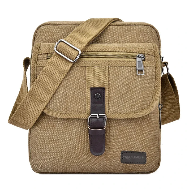 Men's Travel Bag Canvas Casual Shoulder Crossbody Bags Hight Qualtiy Outdoor Bags Men Wearable Retro Zipper Sling Bag