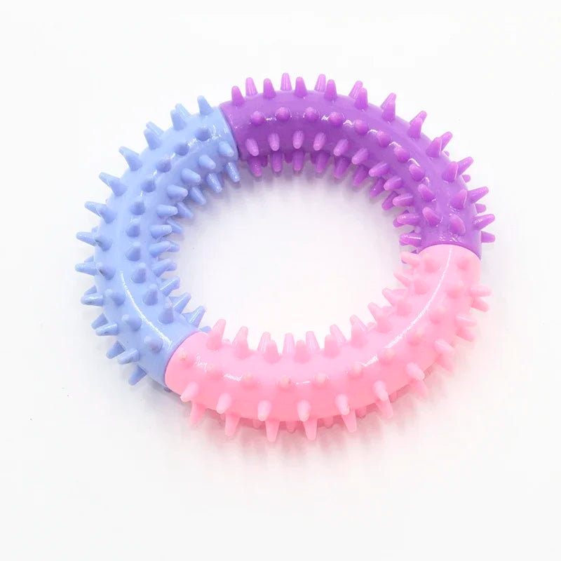 Pet Dog Toys Rubber Thorn Ring Bite Resistant Tooth Cleaning TPR Molar Chew Toys for Dogs Interactive Training Dog Accessories